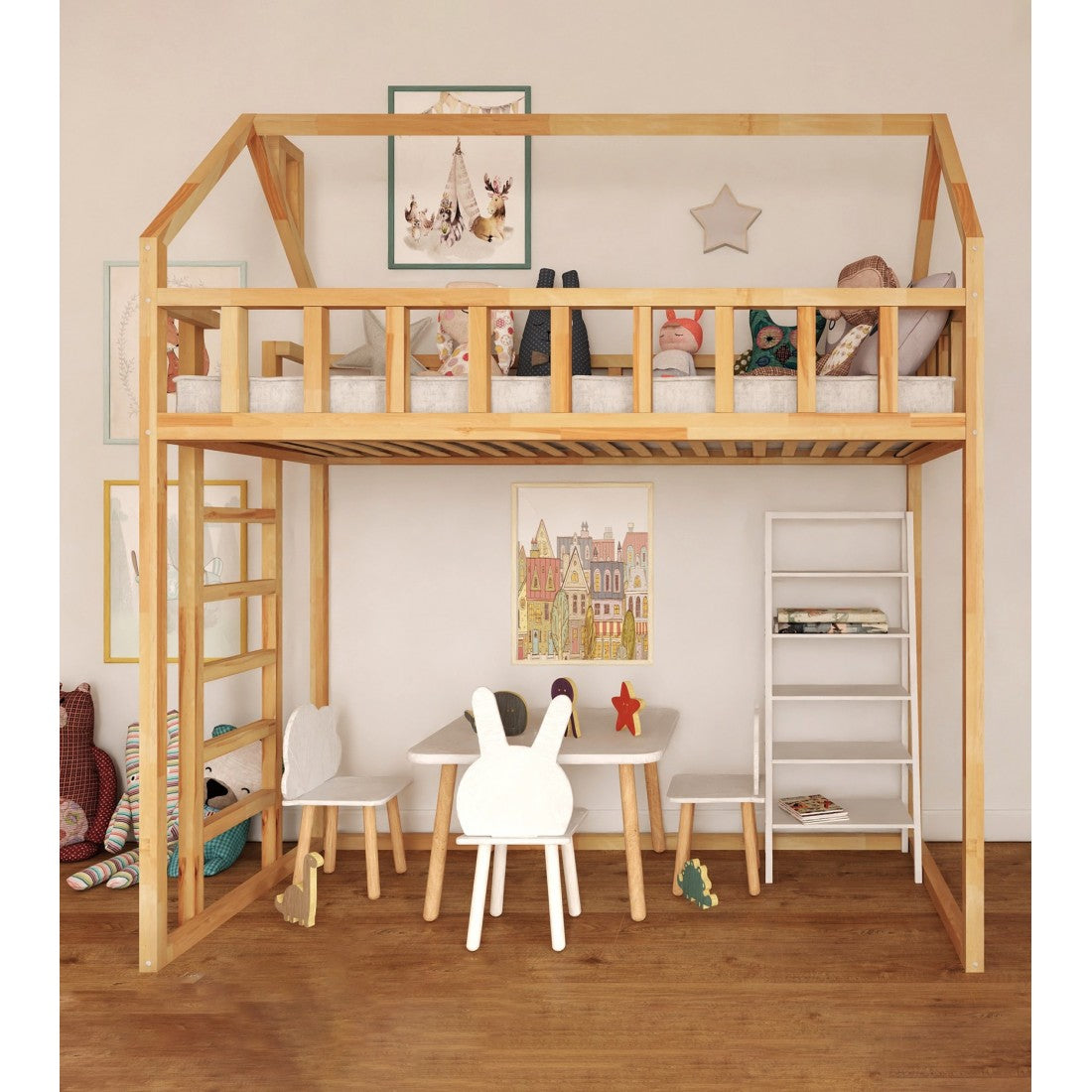 Lit mezzanine Arthur - entrée latérale 150 cm sous le lit