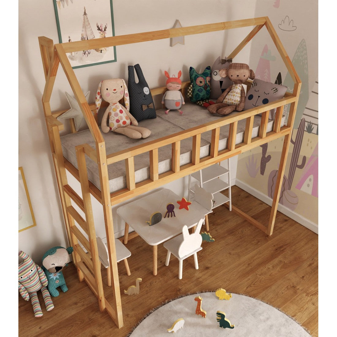 Lit mezzanine Arthur - entrée latérale 150 cm sous le lit