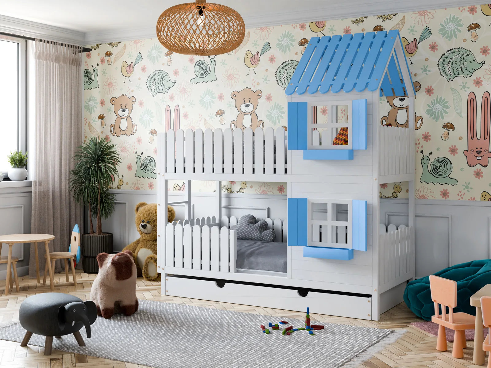 Unik våningssäng ARVID för 2 barn i många olika kulörer