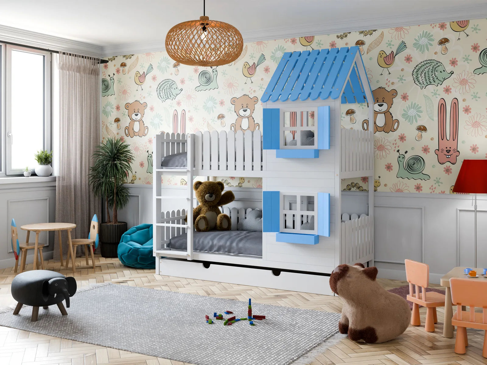 Unik våningssäng ARVID för 2 barn i många olika kulörer