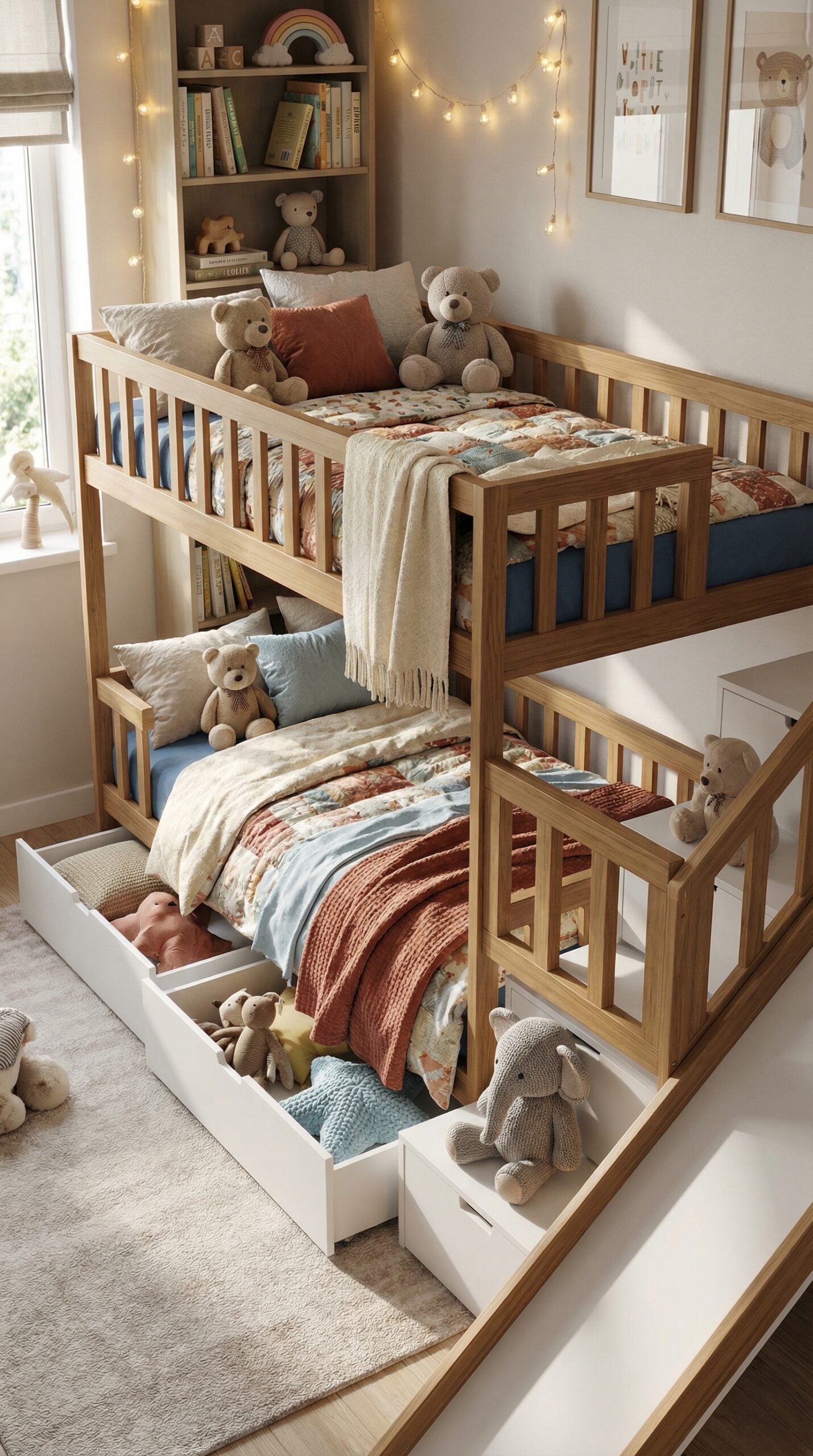 Skandinavisches Hochbett IZZY mit Rutsche und Treppe