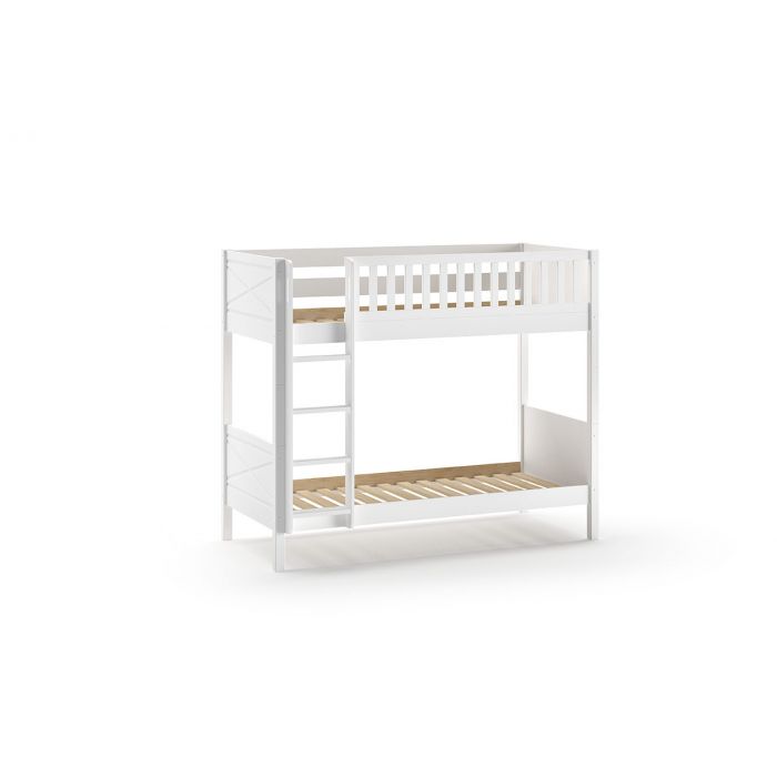 SCOTT bunk bed with 2 lying surfaces 90 x 200 cm, including slatted frame and ladder WHITE