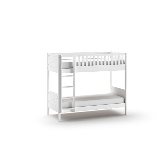 SCOTT bunk bed with 2 lying surfaces 90 x 200 cm, including slatted frame and ladder WHITE