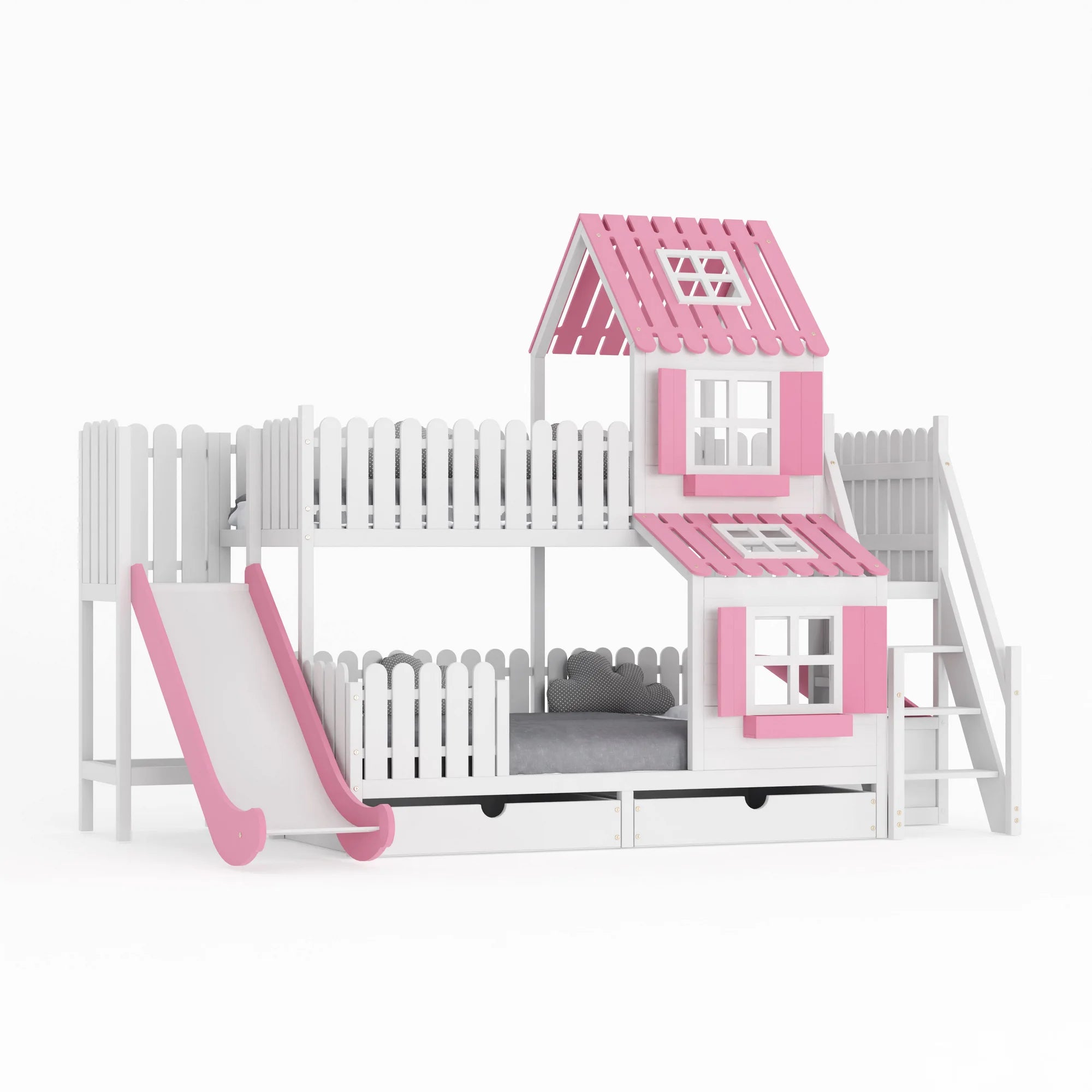 Lit superposé cabane dans les arbres / lit familial ANSGAR avec toboggan