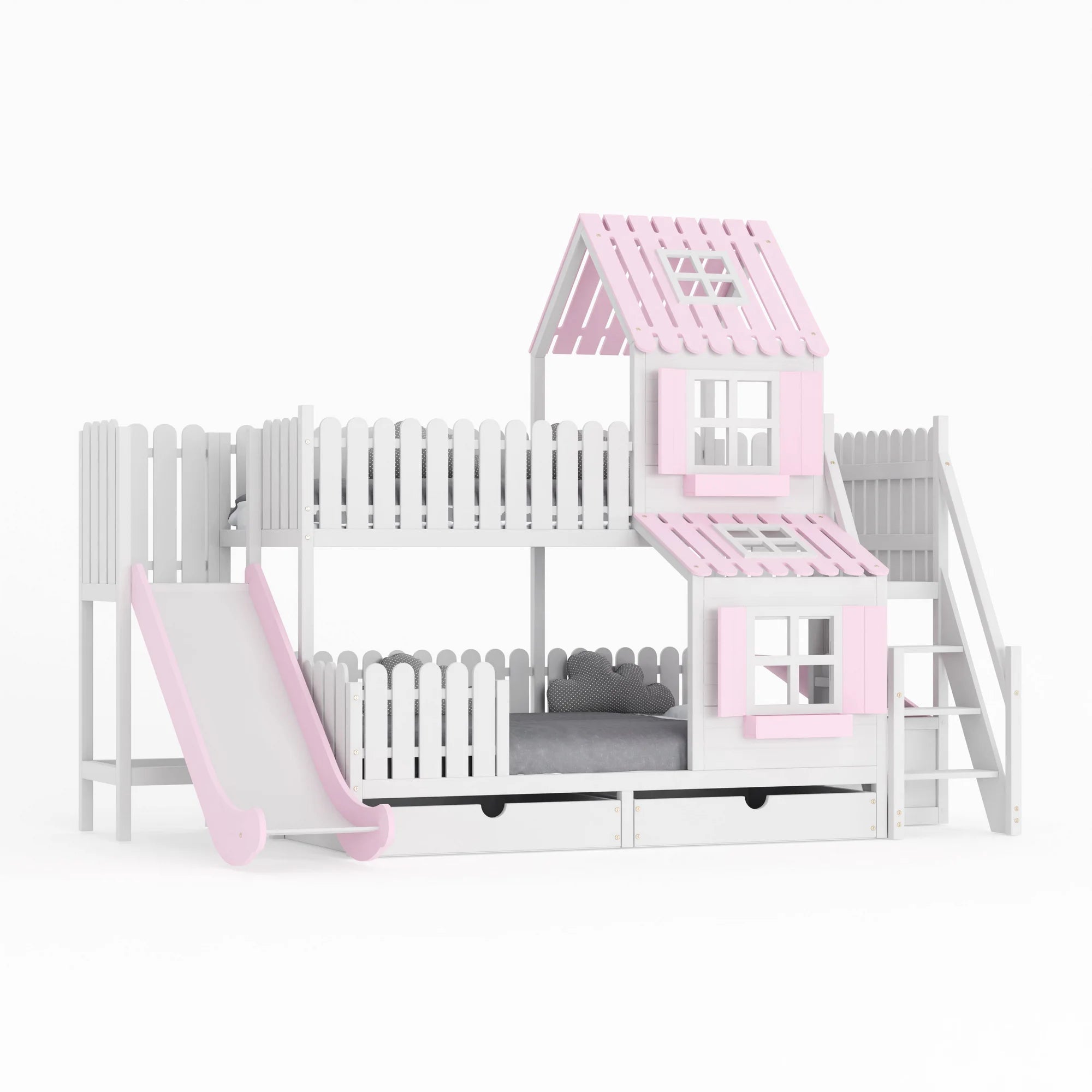 Lit superposé cabane dans les arbres / lit familial ANSGAR avec toboggan