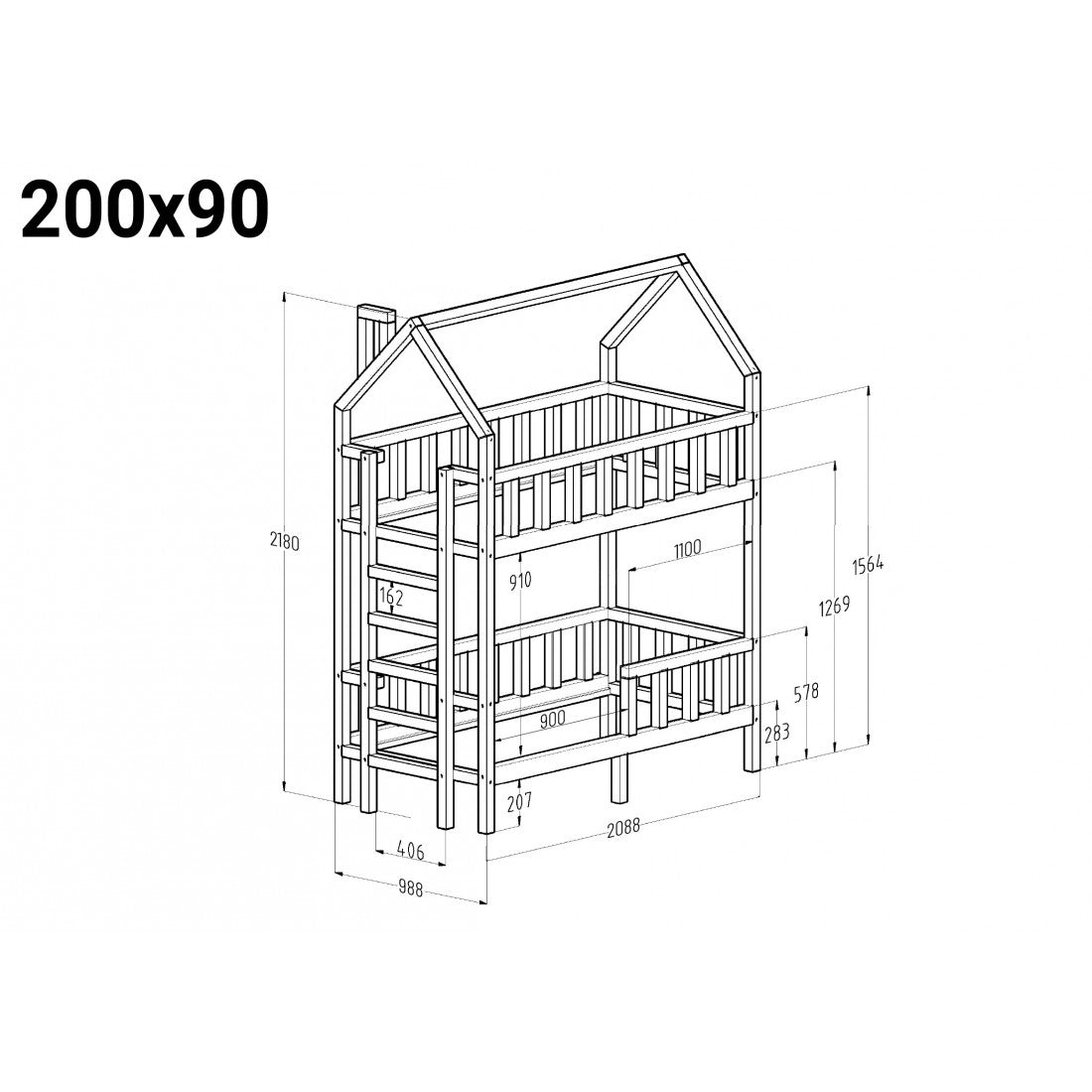 Hausbett Hochbett / Spielhaus ARTHUR Seiteneingang