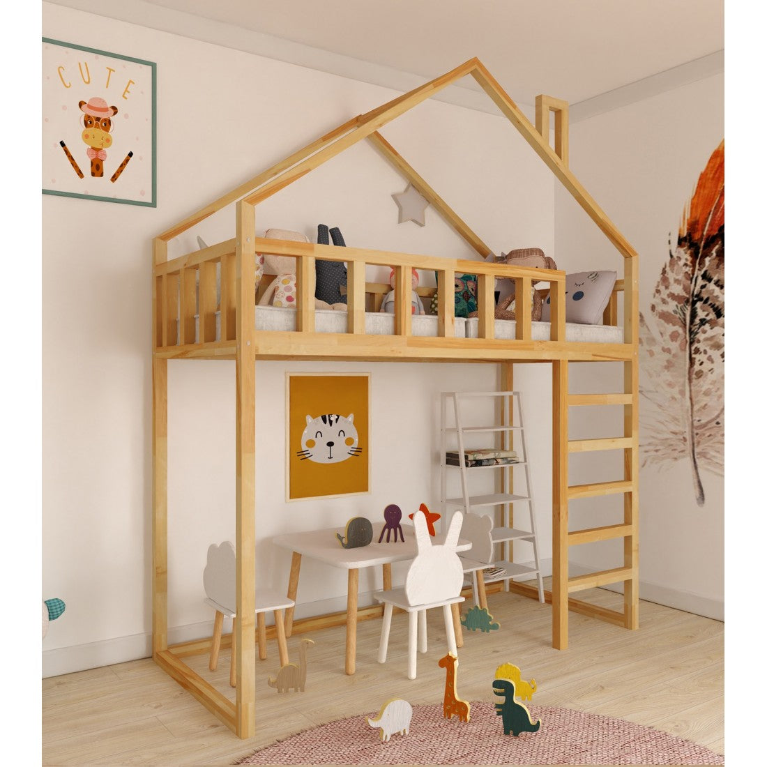 Starlight loft bed - front entrance 150 cm under the bed
