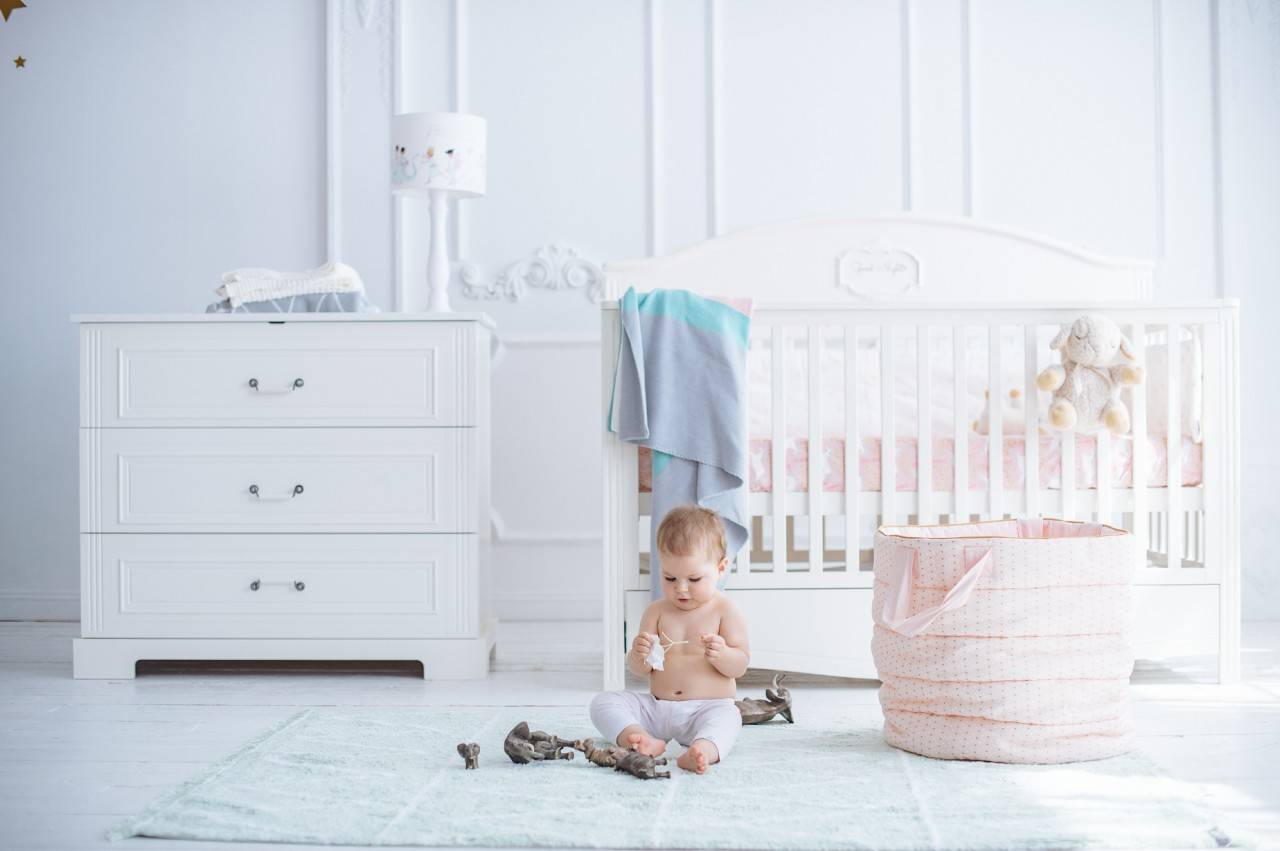 Kinderbett Babybett Gitterbett Bellamy Gute Nacht elegant weiß 70x140