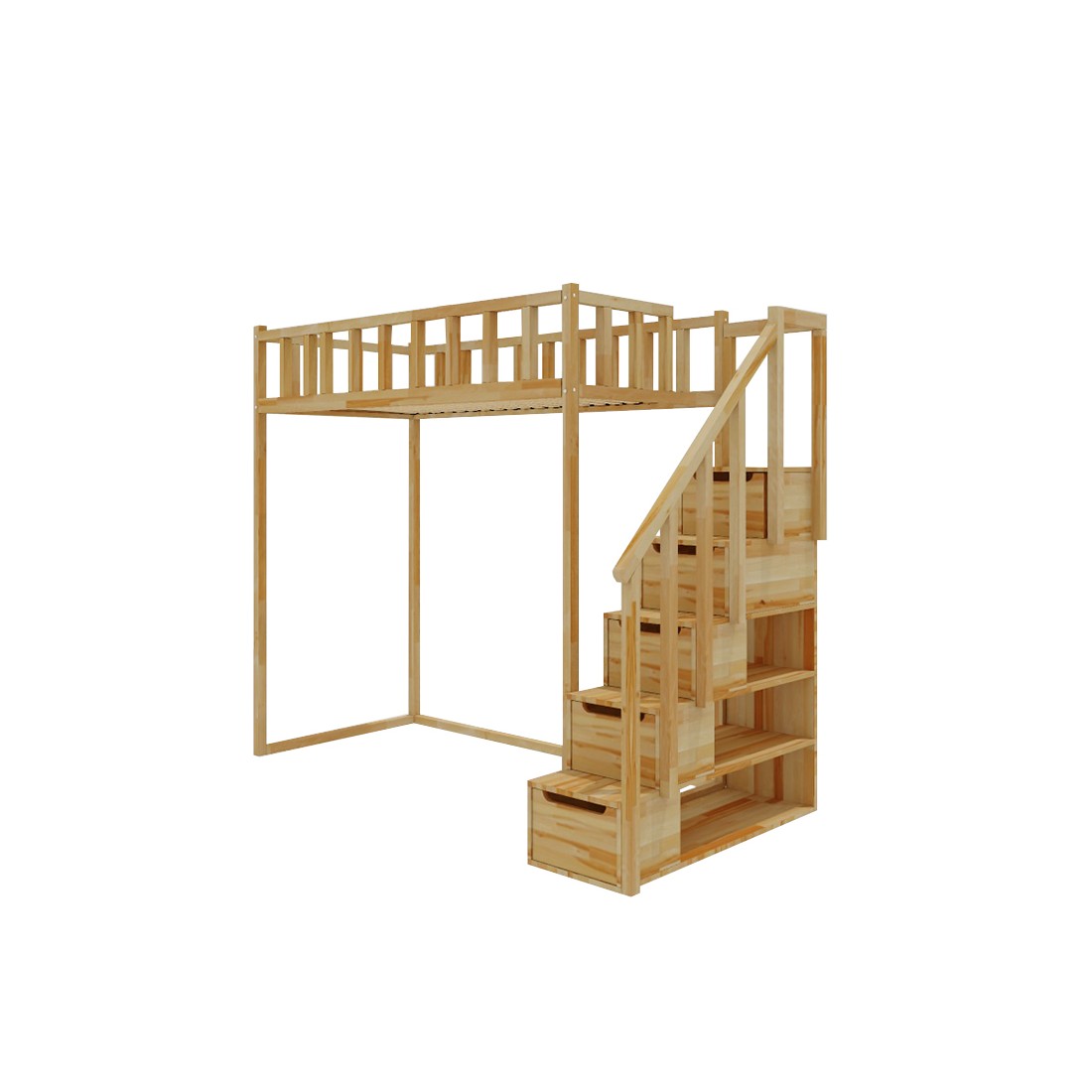 Filip loft bed with steps - side entrance 150 distance under the bed