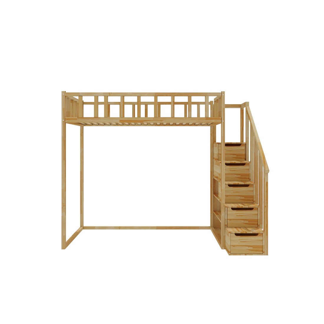 Filip Loftbett mit Stufen - Seiteneingang 150 cm unter dem Bett