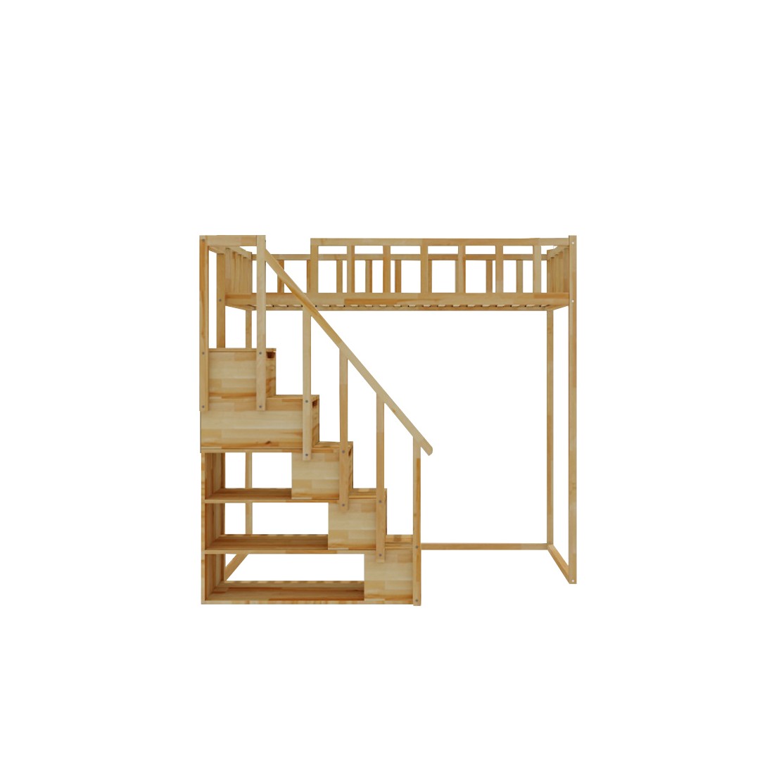 Filip Loftbett mit Stufen - Vordereingang 150 cm unter dem Bett