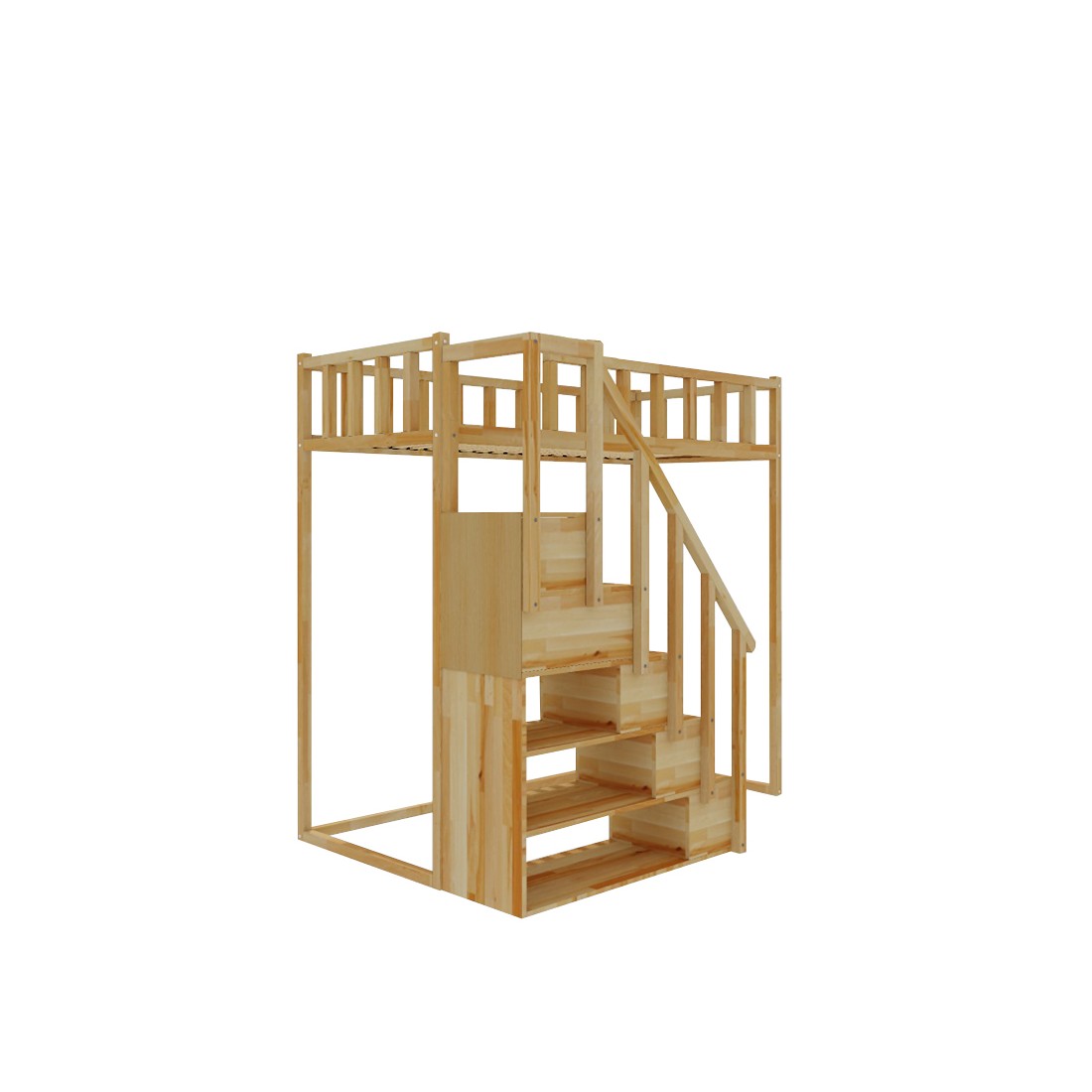 Filip loft bed with steps - front entrance 150 cm distance under the bed