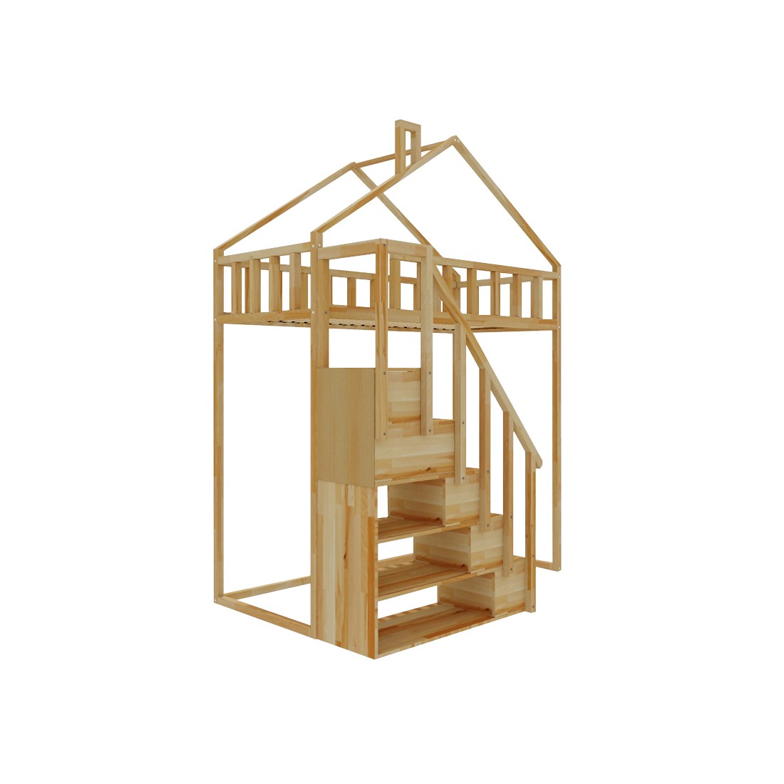 Starlight loft bed with steps - front entrance 150 cm distance under the bed