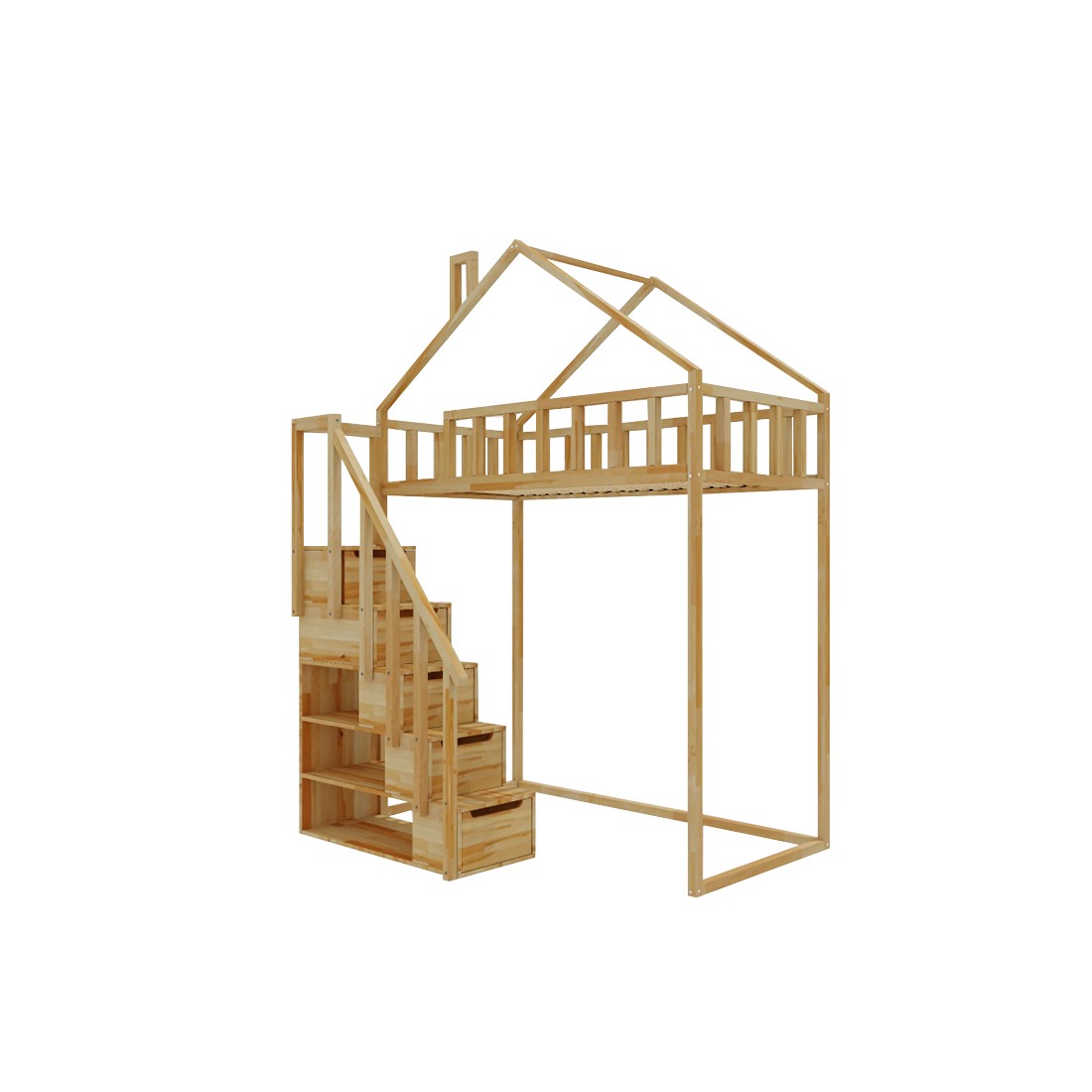 Starlight loft bed with steps - front entrance 150 cm distance under the bed