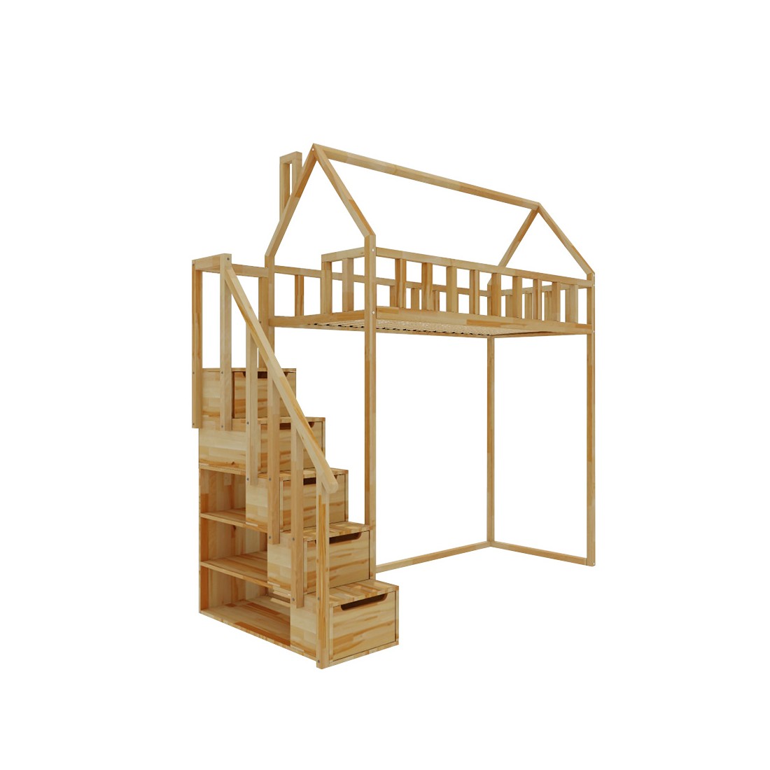 Starlight loft bed with steps - side entrance 135 cm distance under the bed