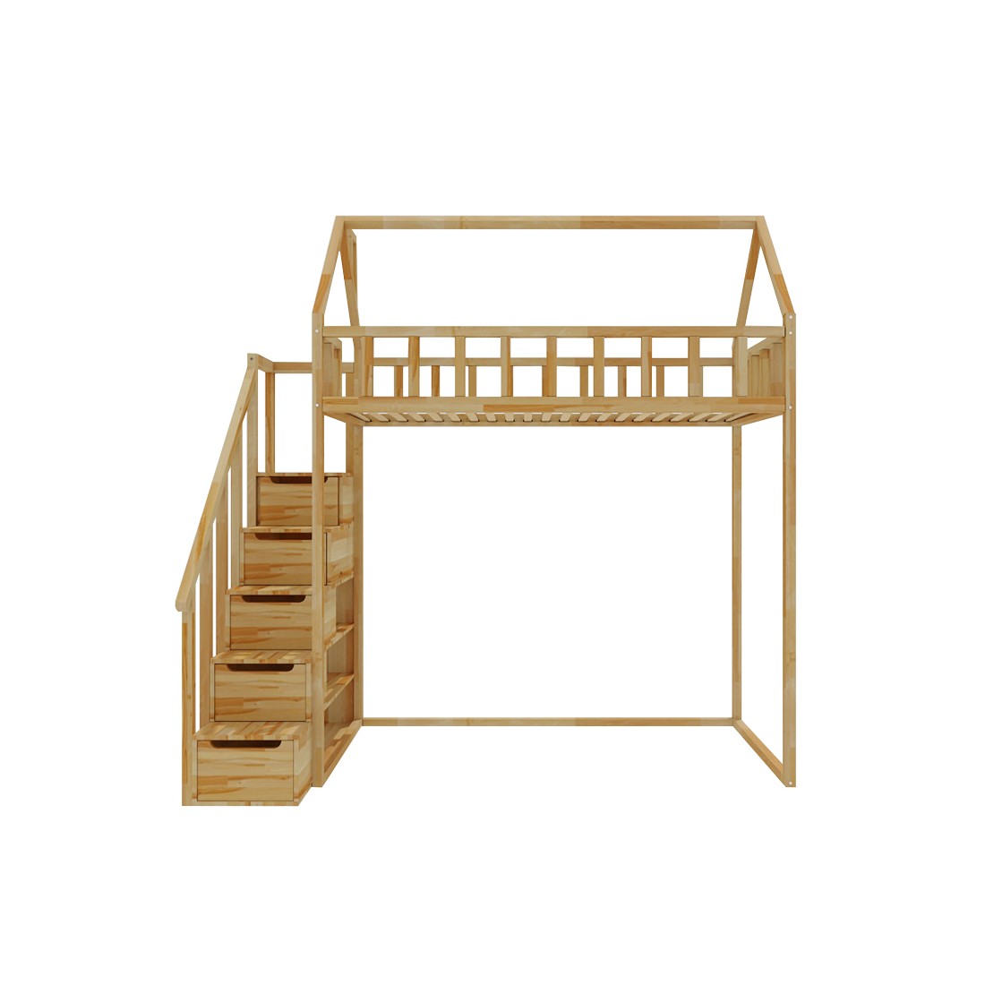 Starlight loft bed with steps - side entrance 135 cm distance under the bed